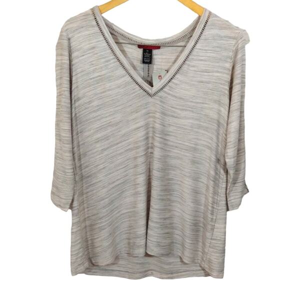 BKE Tops - W Buckle BKE Striped Marled Heather Grey V Neck Oversized Top Tee Shirt NWT XS